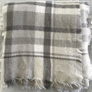 Grey plaid blanket scarf